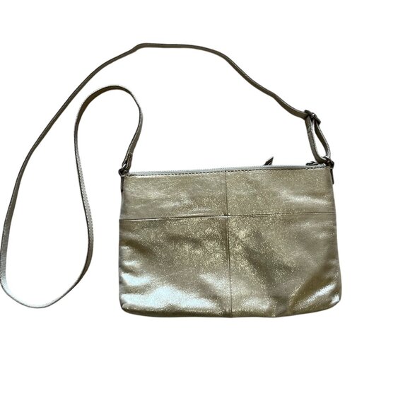 Fossil Gold Metallic Soft Zip Leather Crossbody - EUC - Picture 4 of 12